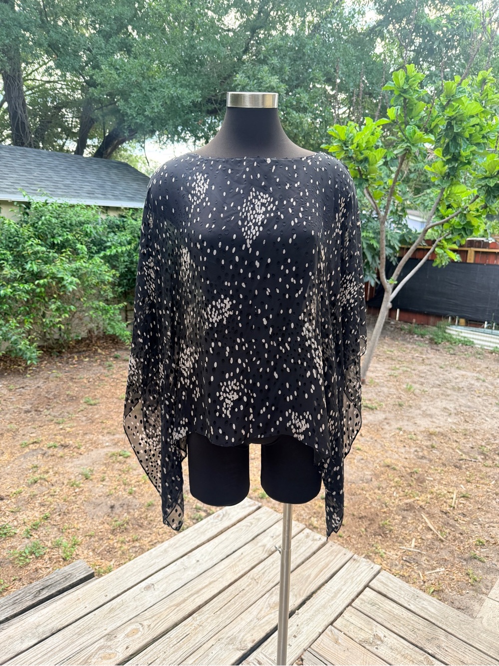 2000s Mesmerize Sheer Spotted Cape Blouse